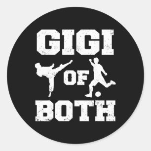 Gigi von beiden Taekwondo Fußball lustige Kampfspo Runder Aufkleber