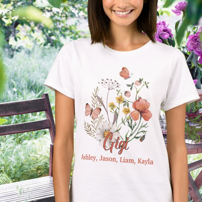 Gigi Wildblume Floral Personalisiert Custom T-Shirt (Von Creator hochgeladen)