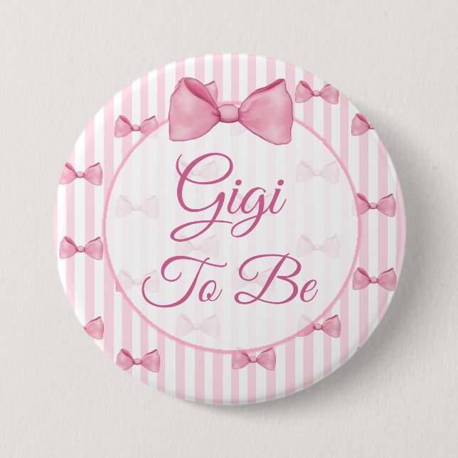 Gigi wird Pink Bow Baby Showknopf Button (Vorderseite)