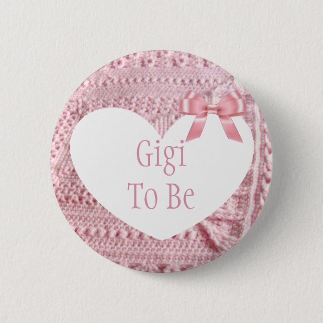 Gigi wird Pink Bow Baby Showknopf Button (Vorderseite)