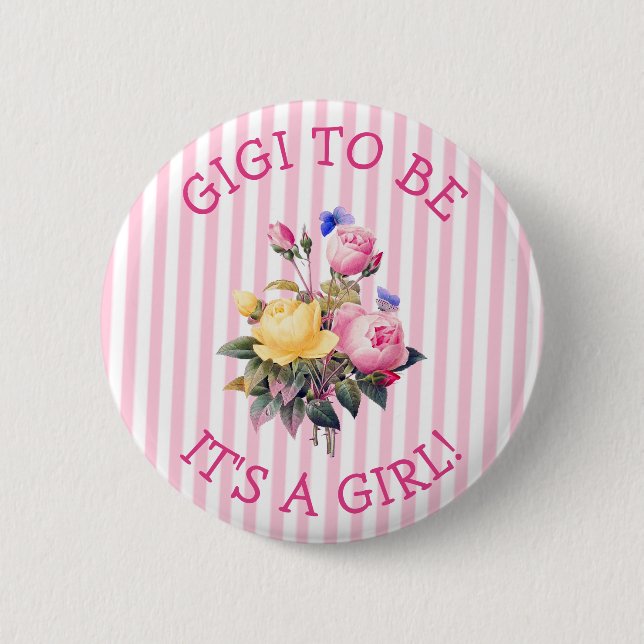 GIGI wird Pink Floral Baby Shooting Button sein (Vorderseite)