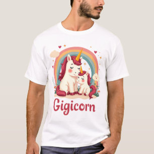 Gigicorn Vintage Einhorn Mutter und Baby Regenboge T-Shirt