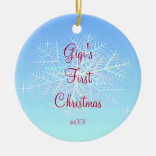 Gigis erste Weihnachtsschneeflocke-Verzierung Keramikornament