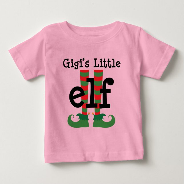 Gigis kleiner Elf-niedliche Weihnachtsausstattung Baby T-shirt (Vorderseite)