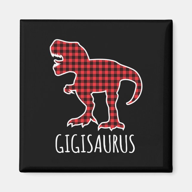 Gigisaurus Buffalo Kariert Dinosaurier Lustig Pass Magnet (Vorne)