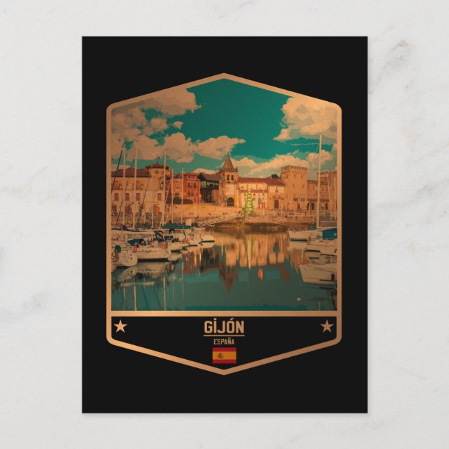 Gijón Postkarte (Vorderseite)