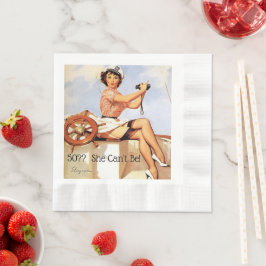 Gil Elvgren Button Up Tragen Kapitän Hut Binocular Serviette