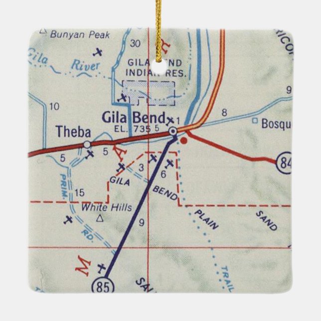 Gila Bend AZ Vintage Karte Keramikornament (Rückseite)
