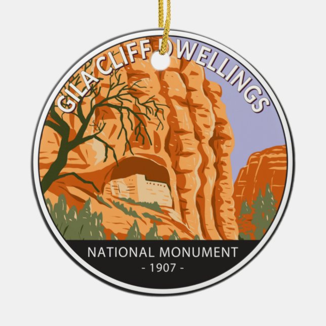 Gila Cliff Dwellings National Monument Circle Keramik Ornament (Vorne)