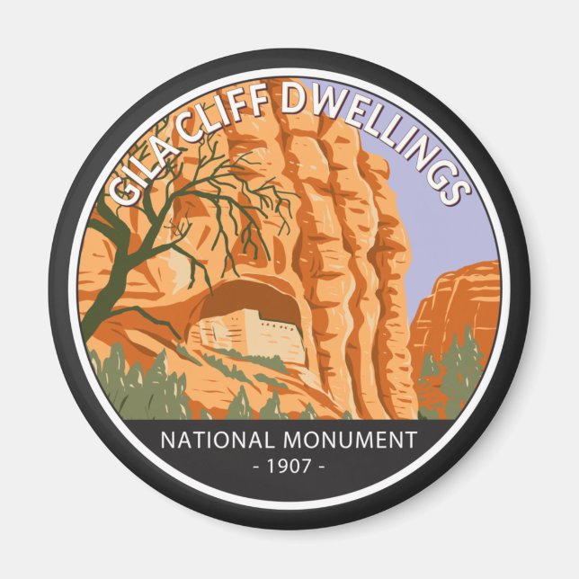 Gila Cliff Dwellings National Monument Circle Magnet (Vorne)