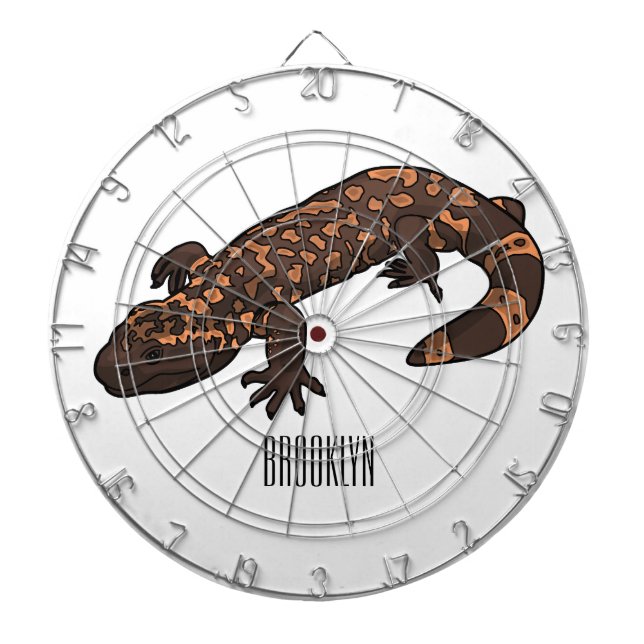Gila Monster Cartoon Illustration Dartscheibe (vorne)