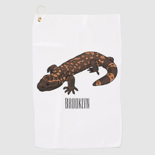 Gila Monster Cartoon Illustration Golfhandtuch