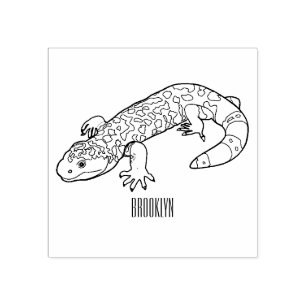Gila Monster Cartoon Illustration Gummistempel