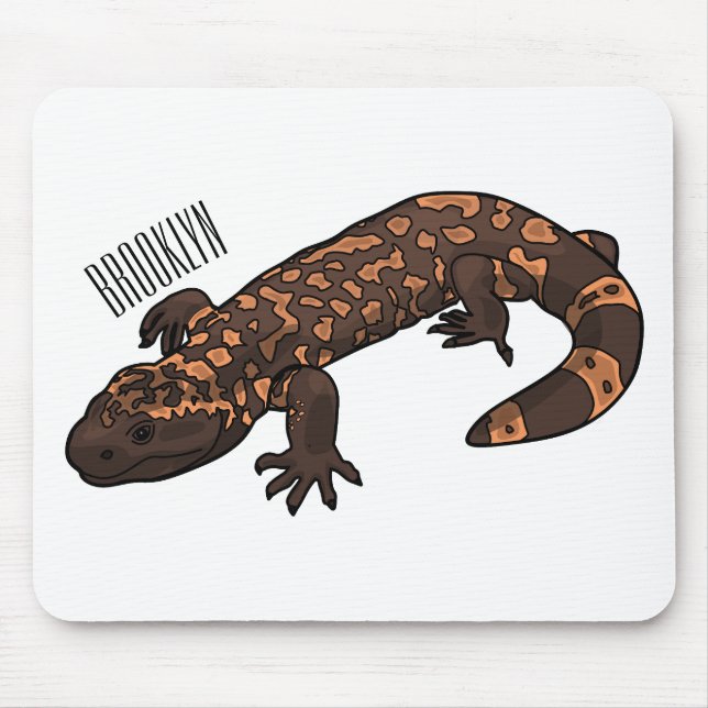 Gila Monster Cartoon Illustration Mousepad (Vorne)