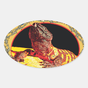 Gila Monster zur Verteidigung Ovaler Aufkleber