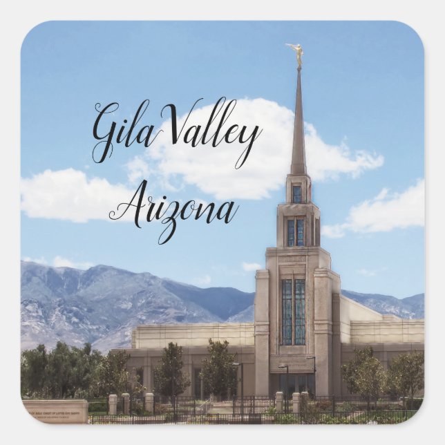 Gila Valley Arizona Temple Quadratischer Aufkleber (Vorderseite)