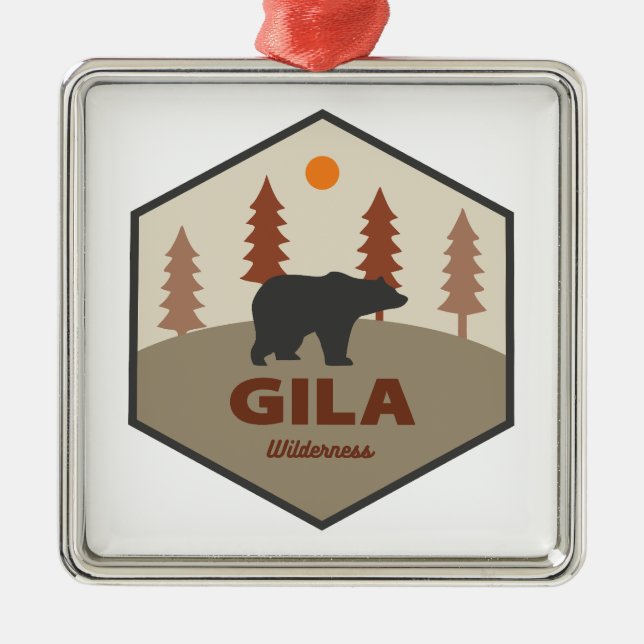 Gila Wilderness New Mexico Bear Ornament Aus Metall (Vorne)
