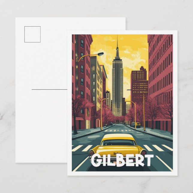 Gilbert Arizona USA Vintage Travel Illustration Postkarte (Vorne/Hinten)