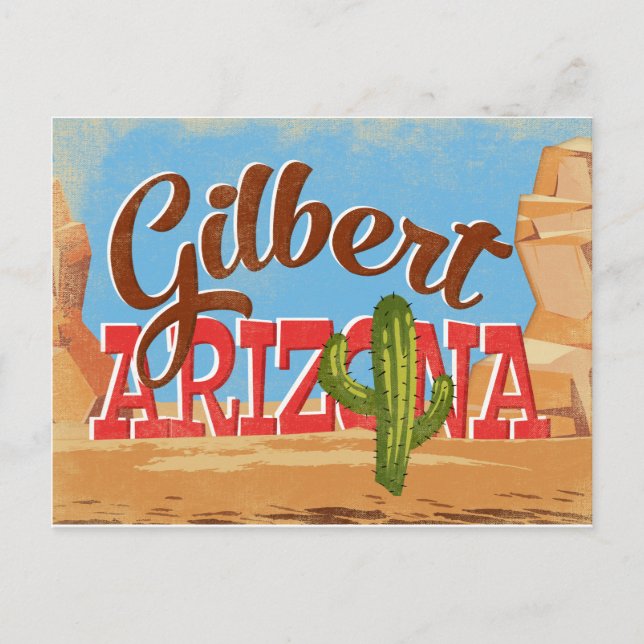 Gilbert Arizona Vintage Reise Postkarte (Vorderseite)