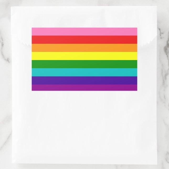 Gilbert Baker Gay Pride Flag Regenbogen Streifen Rechteckiger Aufkleber (Tasche)