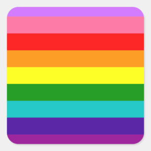 Gilbert Baker’s 9-Stripe Rainbow Flag  Quadratischer Aufkleber