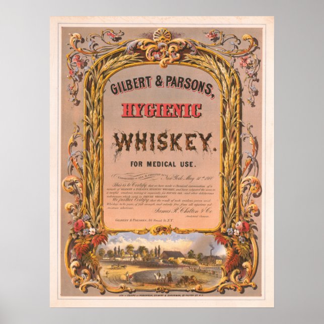Gilbert & Parsons, Hygienic Whiskey Vintage Ad Poster (Vorne)