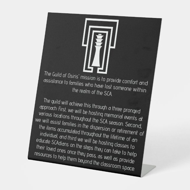 Gilde des Osiris-Schildes Sockelschild (Vorderseite)
