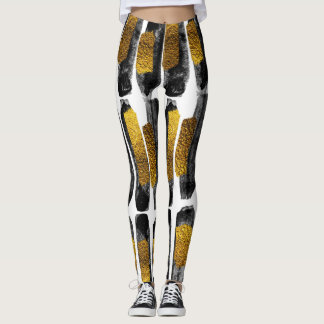 Gilded Artistry: Black & Gold Abstrakt Leggings
