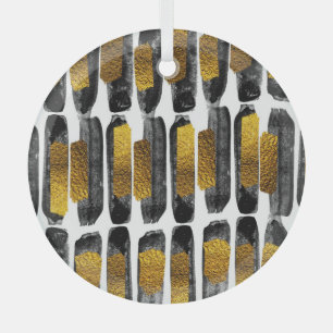 Gilded Artistry: Black & Gold Abstrakt Ornament Aus Glas