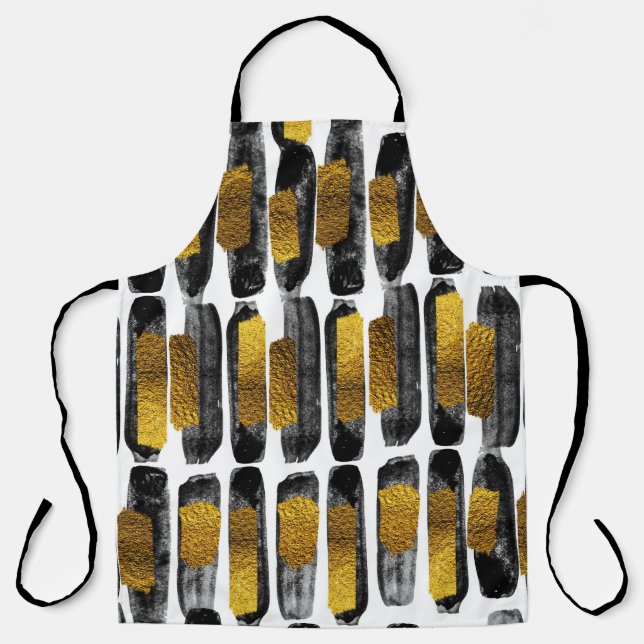 Gilded Artistry: Black & Gold Abstrakt Schürze (Vorderseite)