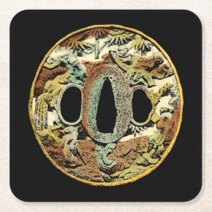 Gilded Asian Medallion von Vision Studio Rechteckiger Pappuntersetzer