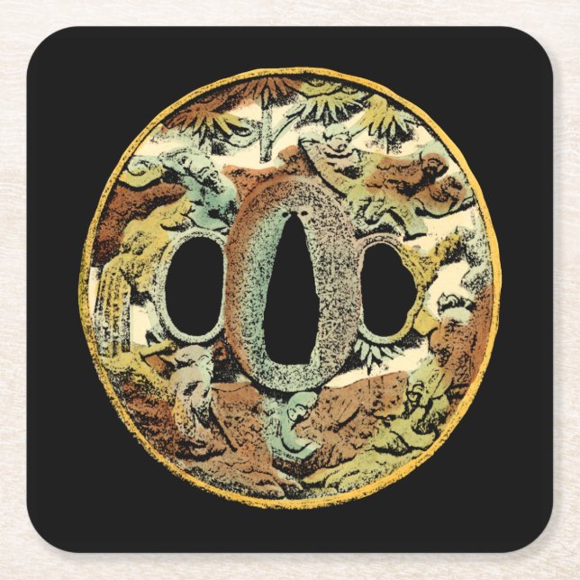 Gilded Asian Medallion von Vision Studio Rechteckiger Pappuntersetzer (Vorderseite)