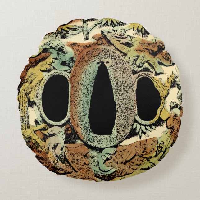 Gilded Asian Medallion von Vision Studio Rundes Kissen (Vorderseite)