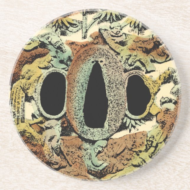 Gilded Asian Medallion von Vision Studio Sandstein Untersetzer (Vorne)