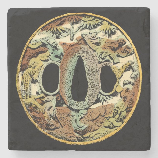 Gilded Asian Medallion von Vision Studio Steinuntersetzer (Vorderseite)