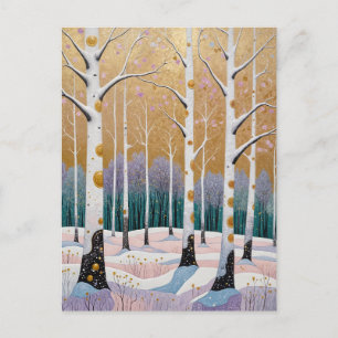 Gilded Aspen Grove: Ein Wintertraum Postkarte