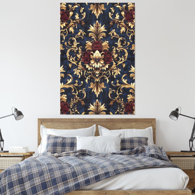 Gilded Baroque Floral Wirbel Leinwanddruck (Insitu (Schlafzimmer))