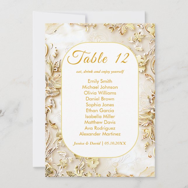 Gilded Bloom Classic Wedding Card Einladung (Vorderseite)
