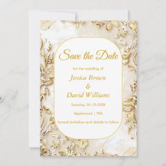 Gilded Bloom Classic Wedding speichert die Datumsk Einladung