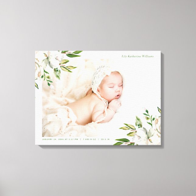 Gilded Blooms Baby Foto Keepake Leinwanddruck (Vorderseite)
