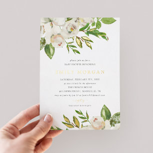Gilded Blooms Baby Shower Foil Einladung