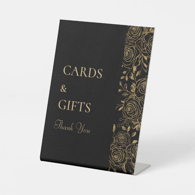 GILDED Blooms Card & Giftzeichen Sockelschild (Vorderseite)