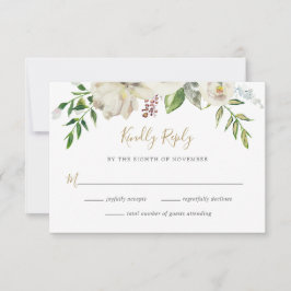 Gilded Blooms Floral Wedding RSVP Card Karte