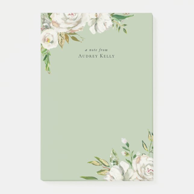 Gilded Blooms Personalisiert Mit Monogramm Post-it Klebezettel (Vorderseite)