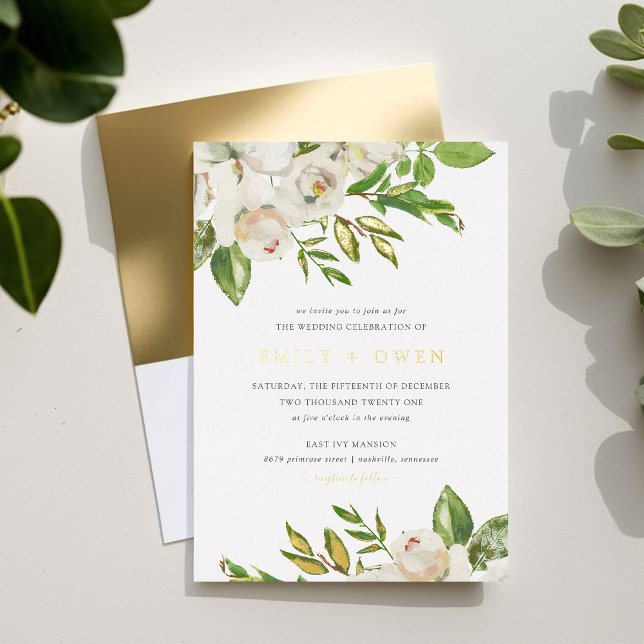 Gilded Blooms Wedding Folieneinladung (Von Creator hochgeladen)