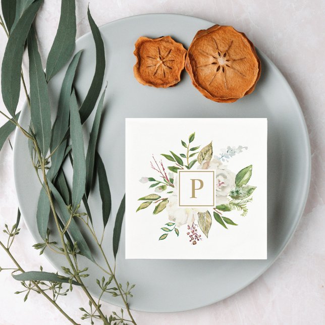 Gilded Blooms Wedding Monogram Serviette (Von Creator hochgeladen)