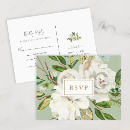 Gilded Blooms Wedding RSVP Postcard Einladungspostkarte