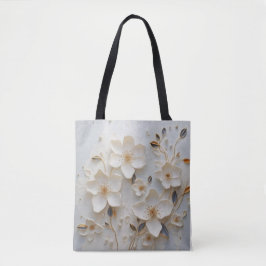 Gilded Blooms: Weiße Tasche mit elegantem Blumenge