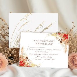 Gilded Boho Bloral Herbst Hochzeitskarten RSVP Karte