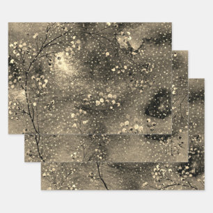 Gilded Bronze Winter Dusk Sky Gold Schneefall Geschenkpapier Set